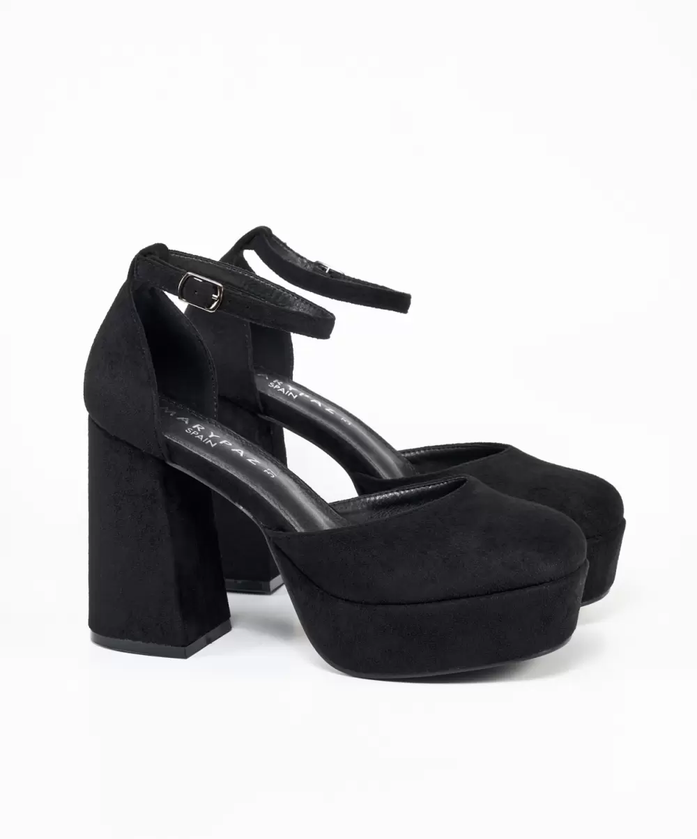 Negros Mujer Zapatos De Tacón Sandalia Cerrada Plataforma Efecto Marypaz - 1