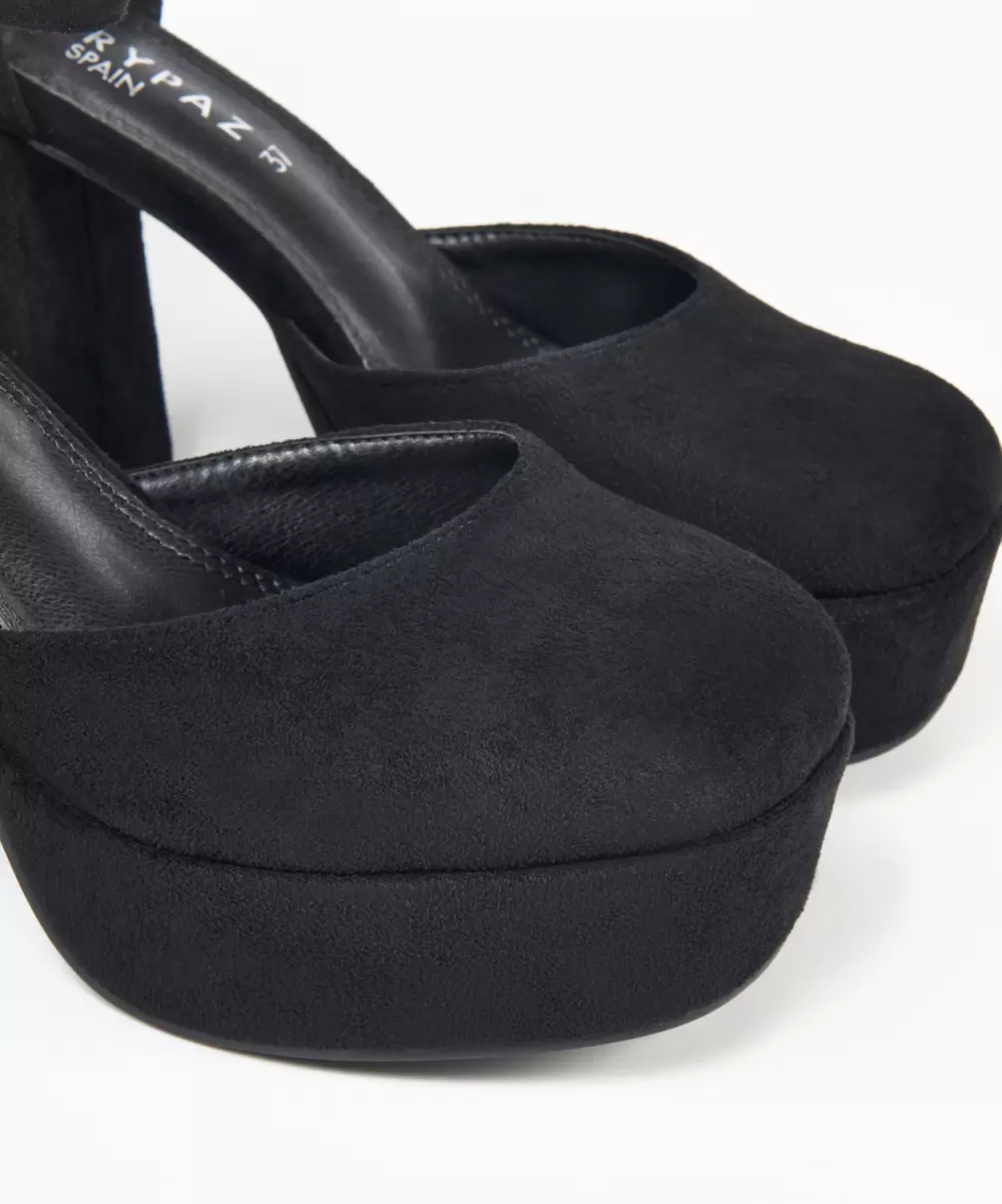 Negros Mujer Zapatos De Tacón Sandalia Cerrada Plataforma Efecto Marypaz - 2