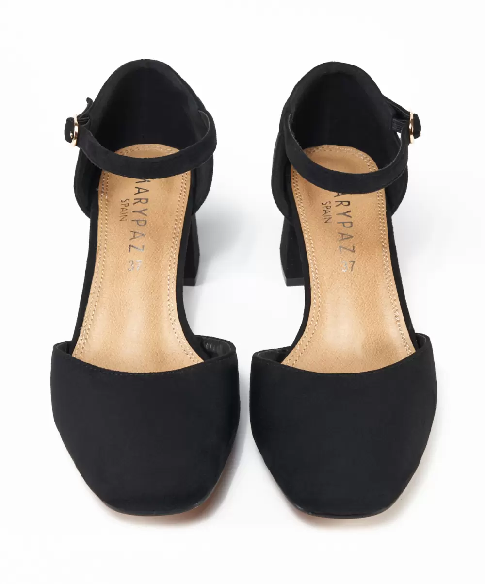 Zapatos De Tacón Negros Marypaz Mujer Sandalia Tacón Pulsera Efecto - 2