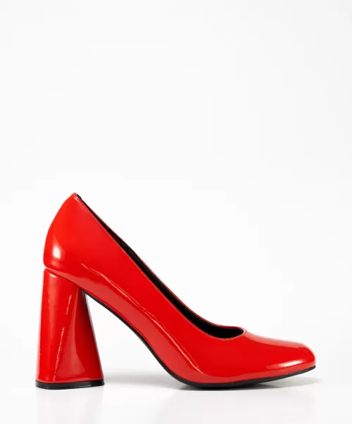 Tacón Forma Irregular Efecto Mujer Rojos Marypaz Zapatos De Tacón
